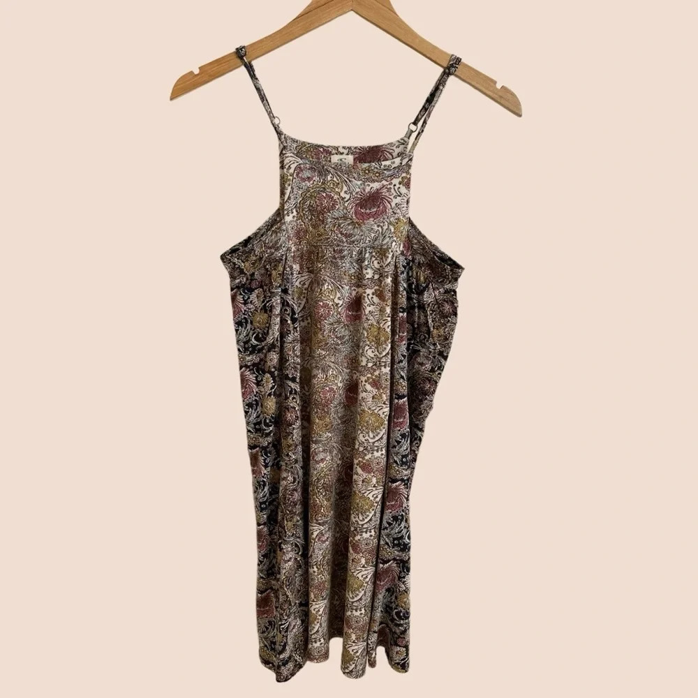 O’Neill size Medium Square‎ Neck Paisley Mini Dress Knit Stretch Boho Beachy